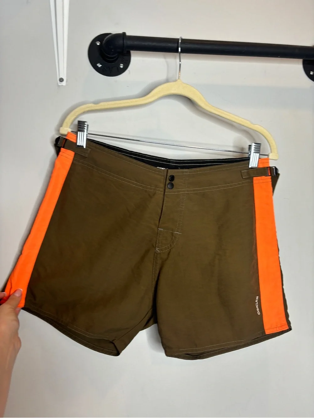 Osklen Surf Board Shorts Size 28 Green Orange